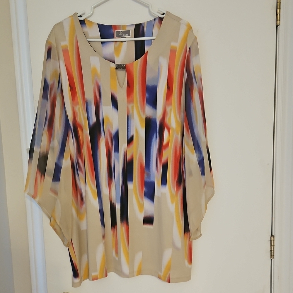 JM Collection Cream Kimono-Style Blouse